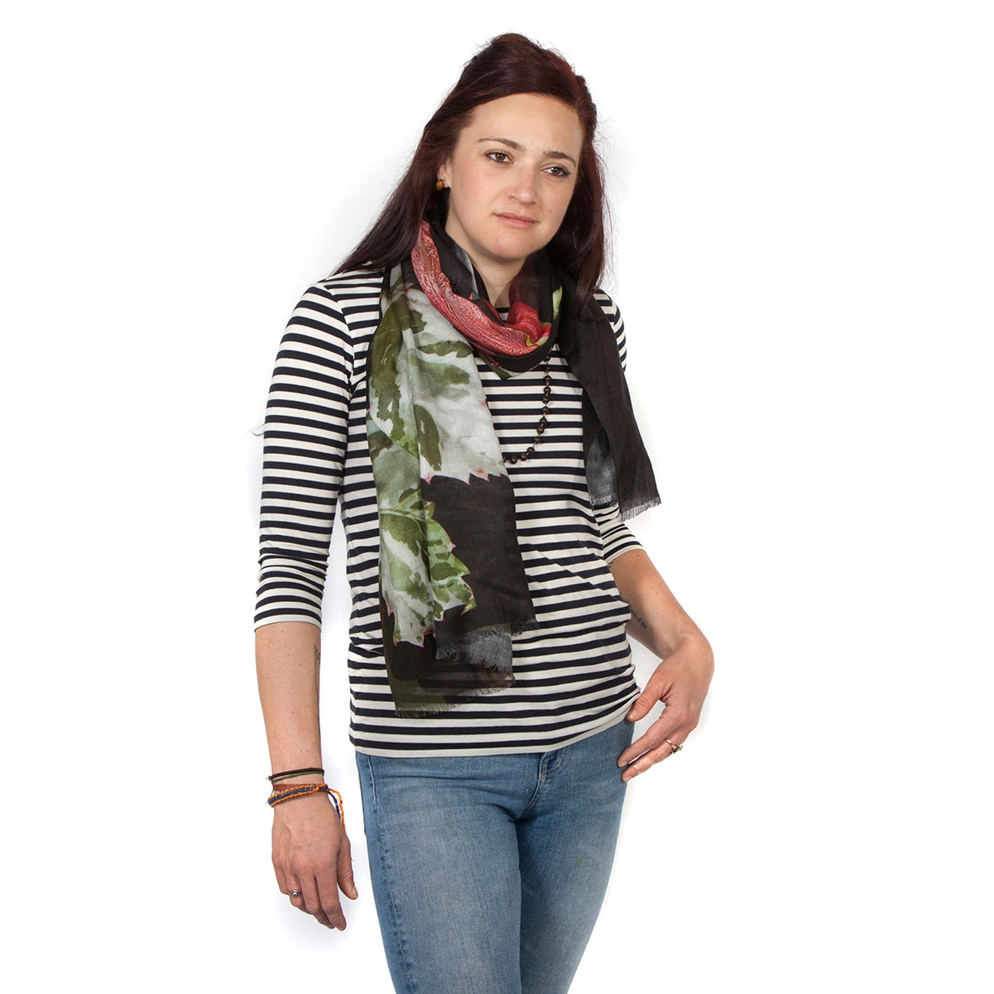 Red Hibiscus Scarf -  Modal
