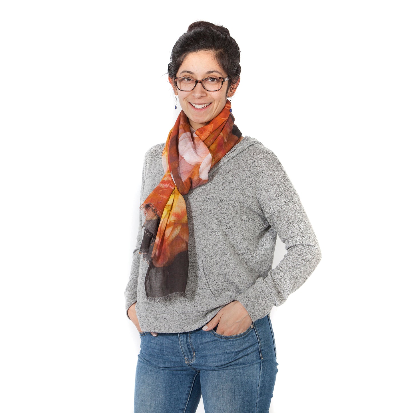 Orange Dahlia Scarf - Modal